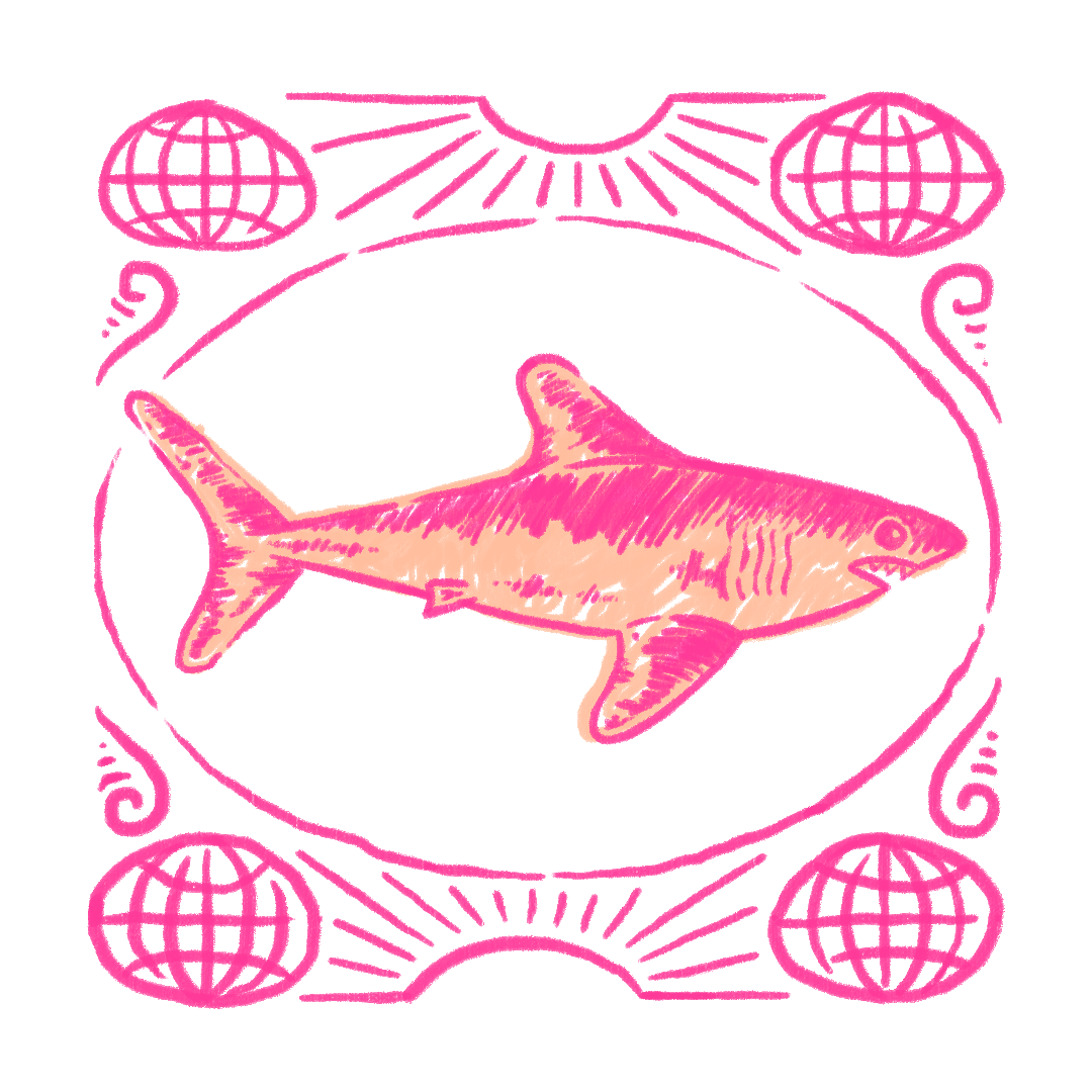 Rae_Illustrations_2.0_MakoShark_NeonCoralPaleCrab